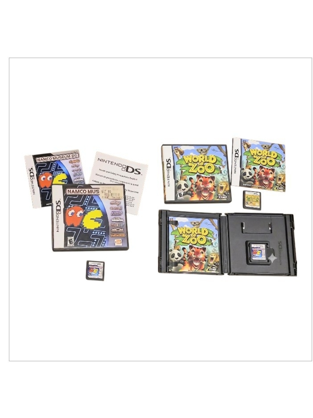 Nintendo DS Game Lot: Namco Museum DS & World of Zoo CIB Complete with Cases